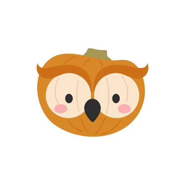 Joyeux Halloween Mignonne Citrouille Dessin Animé Avec Visage Hibou Décor — Image vectorielle