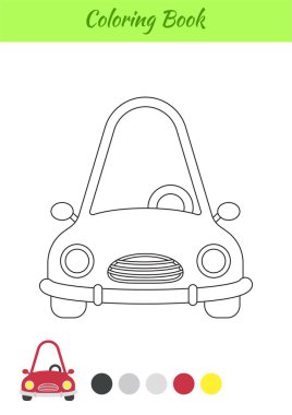 Çocuklar için boyama kitabı arabası. Okul öncesi eğitim faaliyet sayfası çocuklar ve yeni yürümeye başlayan çocuklar için. Yazdırılabilir çalışma kağıdı. Çizgi film renkli vektör çizimi.