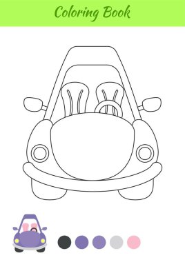 Çocuklar için boyama kitabı arabası. Okul öncesi eğitim faaliyet sayfası çocuklar ve yeni yürümeye başlayan çocuklar için. Yazdırılabilir çalışma kağıdı. Çizgi film renkli vektör çizimi.