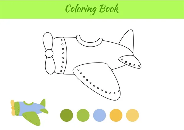 Libro Colorare Aereo Bambini Pagina Attività Educativa Bambini Età Prescolare — Vettoriale Stock