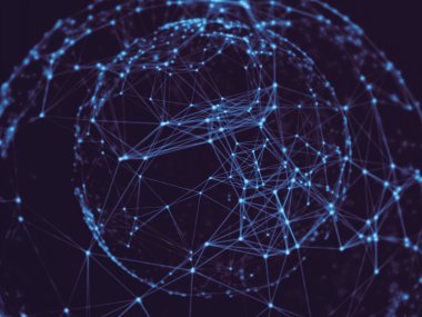 Soyut küre geometri Küre ve poligonal çizgiler ve noktalar. Fütüristik teknoloji (süper yüksek çözünürlük)