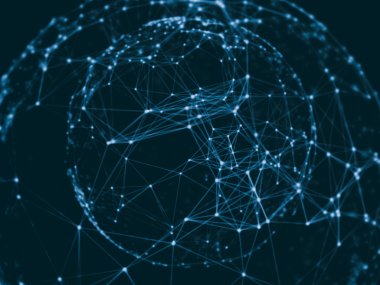 Soyut küre geometri Küre ve poligonal çizgiler ve noktalar. Fütüristik teknoloji (süper yüksek çözünürlük)