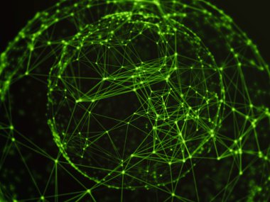 Soyut küre geometri Küre ve poligonal çizgiler ve noktalar. Fütüristik teknoloji (süper yüksek çözünürlük)