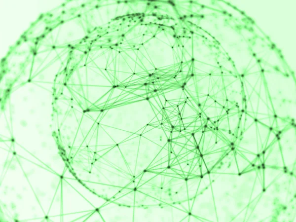 抽象球ジオメトリ オーブと多角形の線とドット。(超高解像度の未来の技術) — ストック写真