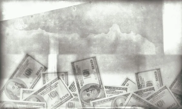 100 dolarlık banknotların arkaplanı — Stok fotoğraf