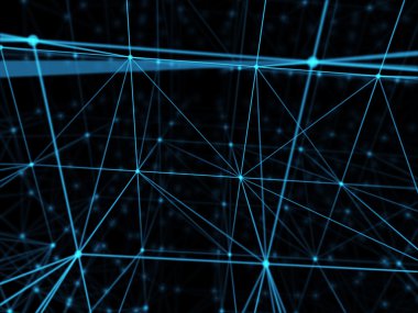 Fütüristik sanal teknolojik altyapı, sanal Optik lif kablolar, Fiber bağlantı, telecomunications kavramı, dijital olarak oluşturulan görüntü.