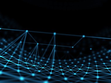 Fütüristik sanal teknolojik altyapı, sanal Optik lif kablolar, Fiber bağlantı, telecomunications kavramı, dijital olarak oluşturulan görüntü.