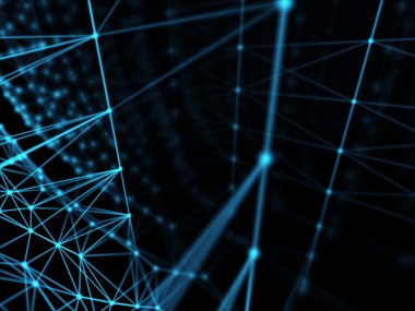 Fütüristik sanal teknolojik altyapı, sanal Optik lif kablolar, Fiber bağlantı, telecomunications kavramı, dijital olarak oluşturulan görüntü.