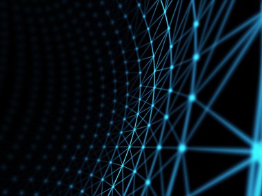 Fütüristik sanal teknolojik altyapı, sanal Optik lif kablolar, Fiber bağlantı, telecomunications kavramı, dijital olarak oluşturulan görüntü.