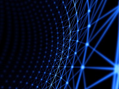 Fütüristik sanal teknolojik altyapı, sanal Optik lif kablolar, Fiber bağlantı, telecomunications kavramı, dijital olarak oluşturulan görüntü.