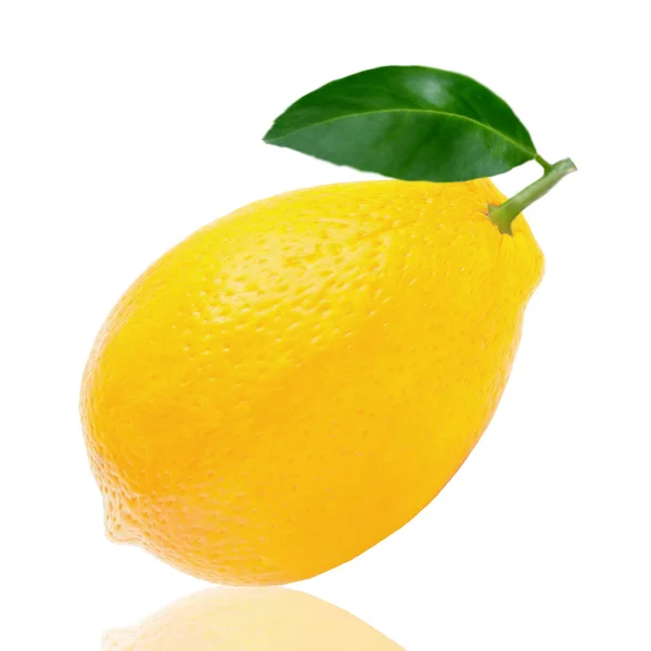 Ganze Zitronenfrucht Mit Blattisolat Auf Weißem Hintergrund — Stockfoto