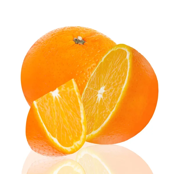 Fresh Oranges Fruit Half Isolated White Background Clipping Paths — Stock Photo, Image