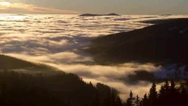 霧日の出タイムラプス雲の移動 — ストック動画