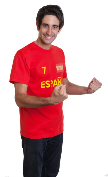 Abanico deportivo español animador con pelo negro — Foto de Stock
