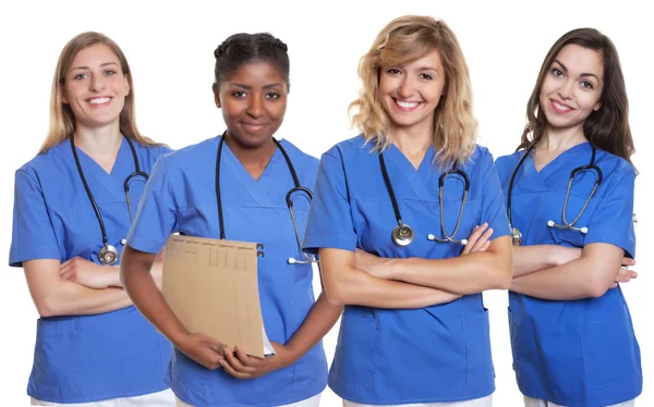 Gruppo di quattro infermiere — Foto Stock