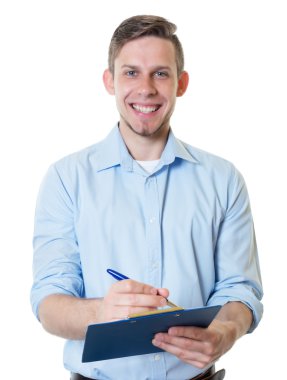 Pano ile beyaz iş adamı