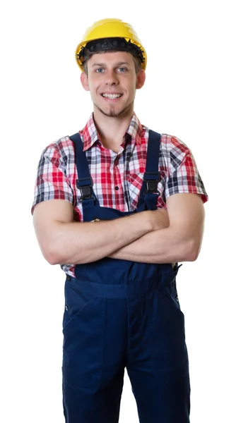 Caucasian construction worker with crossed arms — Stock Photo, Image