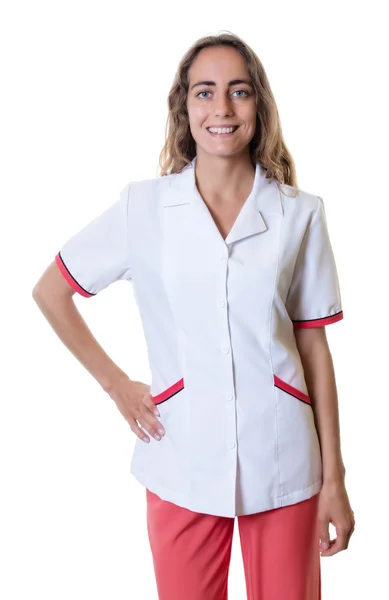 Laughing caucasian female pharmacist — Stock Photo, Image