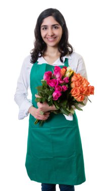 Arap kadın çiçekçi gülüyor