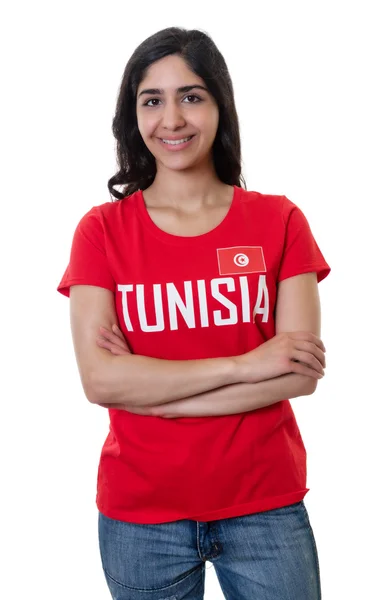 Skrattande kvinnliga sportfantast från Tunisien — Stockfoto