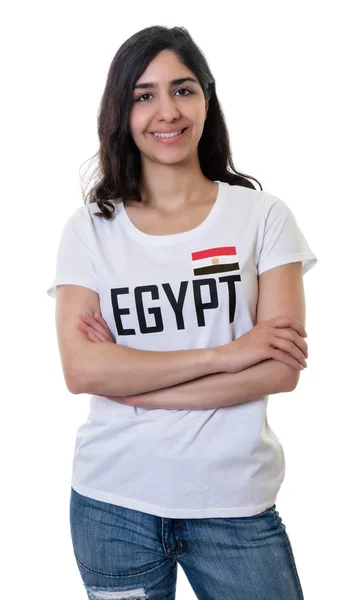 Laughing female sports fan from Egypt — Stock Photo, Image