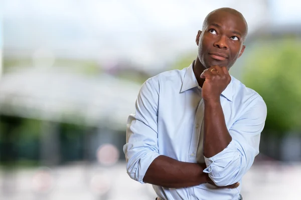 Thinking african american businessman — Stock Photo, Image