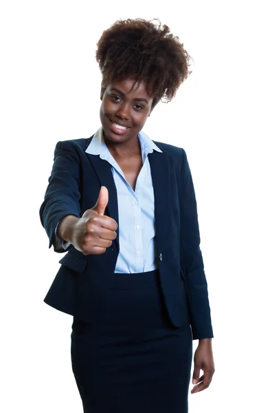 Africká americká obchodní žena zobrazeno palce — Stock fotografie