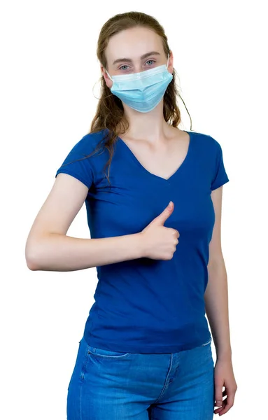 Αισιόδοξη Γαλλίδα Μάσκα Προσώπου Προστασία Κατά Της Μόλυνσης Από Τον — Φωτογραφία Αρχείου
