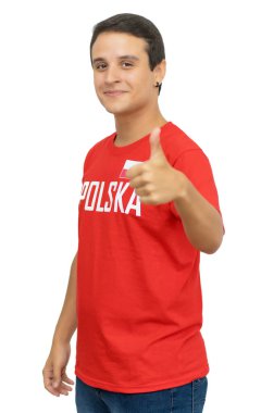 Polonyalı futbol taraftarı beyaz arka planda izole edildi