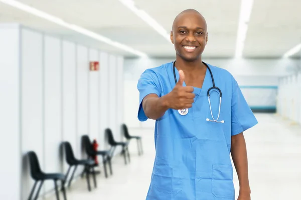 Optimistic Mature Adult African American Male Nurse Vaccination Station Vacinating — Stock Photo, Image