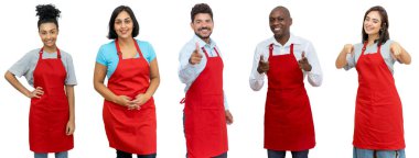 Garsonlar, garsonlar ve tezgahtarlar - Latin Amerikalı, Afrikalı ve Kafkas işçilerden oluşan bir grup