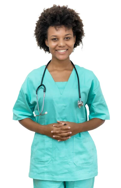 Belle Étudiante Médecine Afro Américaine Isolée Sur Fond Blanc Pour — Photo