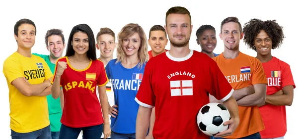 Handsome Football Fan England Large Group European Soccer Supporters Sweden — Stock Photo, Image