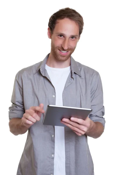 German guy working with tablet computer — Stock Photo, Image