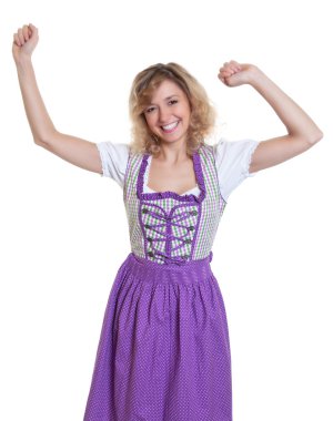 Cheering bavarian woman with curly hair clipart
