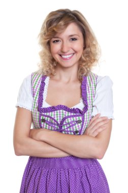 Kıvırcık saçlı sevimli Bavyera kadın