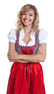Laughing german woman in a traditional bavarian dirndl clipart