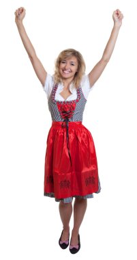 Geleneksel Bavyera dirndl içinde bir Alman kadın komple vücut