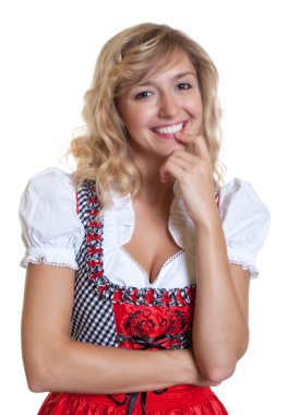 Geleneksel Bavyera dirndl şirin Alman kadın