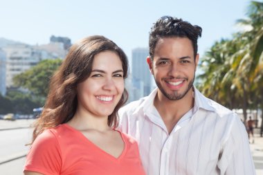 Laughing love couple in the city