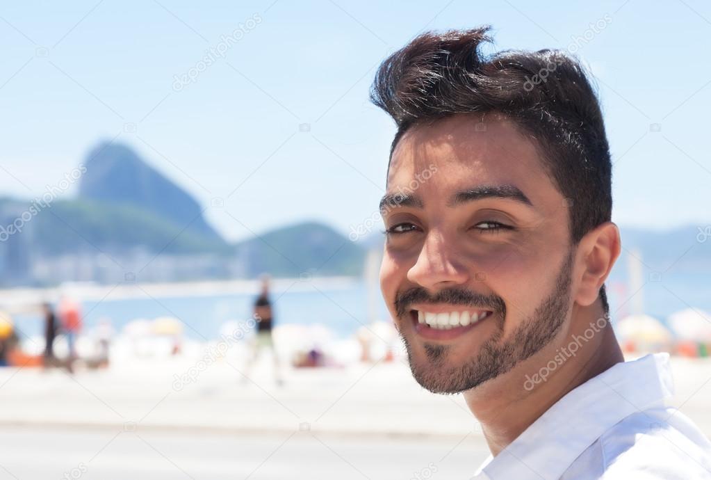 Happy fashionable guy at Rio de Janeiro