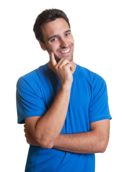 Bello ragazzo latino con una camicia blu — Foto Stock