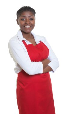 African american waitress with crossed arms clipart