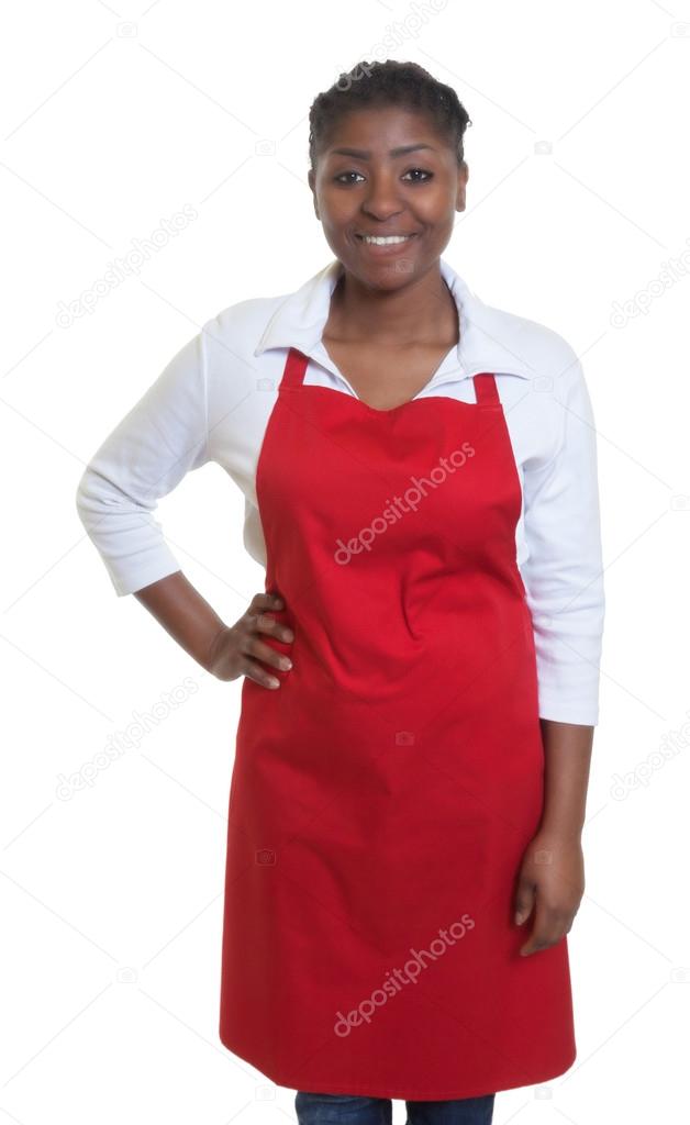 Standing african american waitress