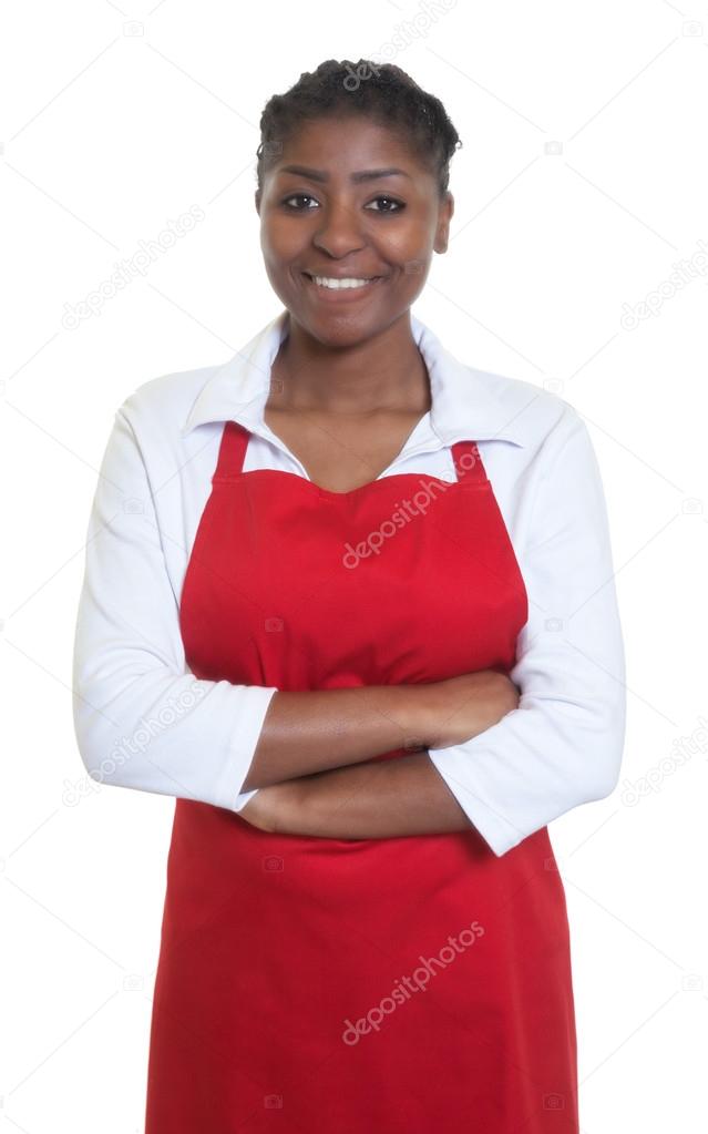 Laughing african american waitress