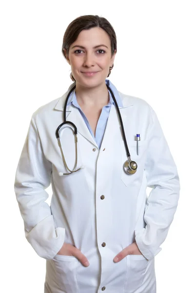 Young caucasian female doctor with dark hair at work — Stock Photo, Image