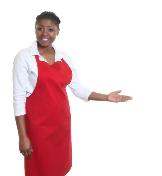 African american waitress inviting guests — Stock Photo, Image