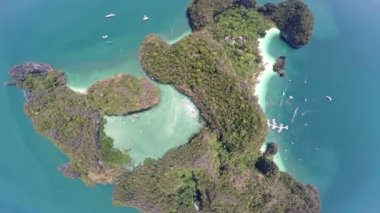 Tropik ada, Koh Hong Island, Krabi, Tayland, Thailand, havadan görünümü