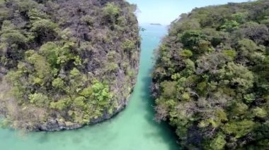 Tropik ada, Koh Hong Island, Krabi, Tayland, Thailand, havadan görünümü