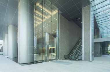 Escalator in modern building clipart